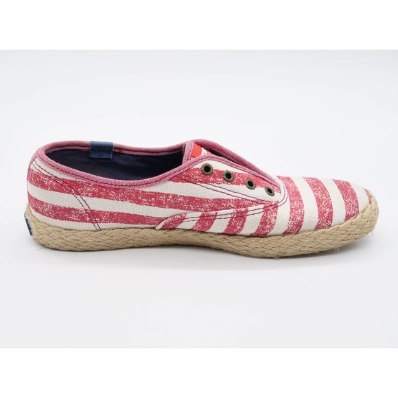 Keds Sneakers Womens 5.5 Red Striped Espadrille Slip On Low Top Casual Shoes - Picture 3 of 11